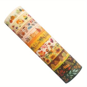 10pcs,Autumn Harvest Fruit Season Series Hand Account Tape DIY Journal Album Tape, Transparent Jewelry Metal Glue