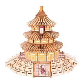 3D Wooden Puzzle for Adult DIY Assembly Chinese City Scape Model Home Decor Gift - Temple of Heaven