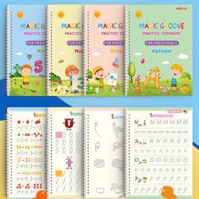 4pcs/set Kindergarten School Supplies; Children Fadeable Practice Copybook; Puzzle Science And Education Reusable Calligraphy Handwriting Textboo