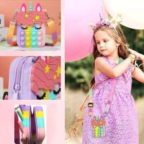 Girl And Women's Unicorn Pop Purse Pop Bag With Unicorn Pop Toy; Christmas Decorations Gifts Silicone Shoulder Bag Fidget Toys Pop Fidget Backpac