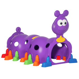 Qaba Kids Caterpillar Climbing Tunnel Purple Indoor Outdoor Climb N Crawl Toy Play Structure for 3 6 Years Old Boys Girls Gift