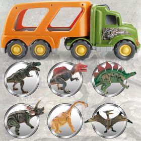 Toy Dinosaur for 2 3 4 Years Old Boys and Girls;  Car Transport Truck with Sound and Light;  6 Pack of 5'' Dinosaur Toys;  Educational Realistic