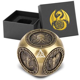 6-pack DND Dice Wheel Gift Box Set, Retro Wheel Metal Polyhedral Board Game Prop, Desktop Role Playing Decoration Collectibles Game Dice Accessor (Option: Bronze)
