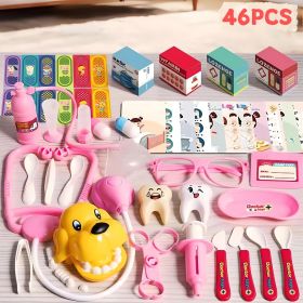 46PCS Kids Doctor Play Set Pretend Medical Kit With Stethoscope Syringe Dental Tools Nurse Accessories For Boys And Girls (Option: 46pcs)
