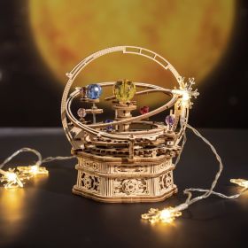 ROKR Rotating Starry Night Mechanical Music Box 3D Wooden Puzzle Assembly Model Building Kits Toys For Children Kids - AMK51 (Option: AMK51)