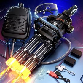 Double-barreled Gatling Water Gun Black New Cool Blue Version Toy (Color: Black)