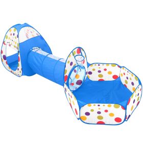 1Pc 3 In 1 Child Crawl Tunnel Tent Kids Play Tent With Storage Bag For Indoor Outdoor Travel Balls Not Included (Color: Blue)