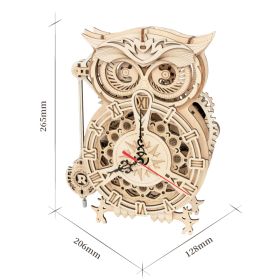 Robotime Rokr Creative DIY Toys 3D Owl Wooden Clock Building Block Kits For Children Christmas Gifts Home Decoration LK503 (Option: default)