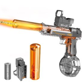 Black And Blue Desert Eagle Linkage Electric Water Gun With Flame Backlight Effect, Suitable For Summer Water Activities, Super Fun (Color: Black)