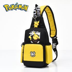 3-Color Pokemon Shoulder Bag Men's and Women's Chest Bag Canvas Youth Sports Pikachu Crossbody Bag Handbag Chest Strap Waist Bag (Color: HUAN, Height: 15CM-32CM)