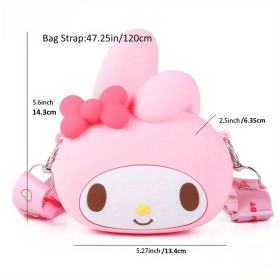 3D Cartoon Silicone Strap Shoulder Bag Purse For Kids (Style: Melody Pink)