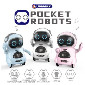 Pocket RC Robot Talking Interactive Dialogue Voice Recognition Record Singing Dancing Telling Story Mini RC Robot Toys Gift (Color: Pink)
