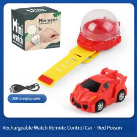 Kids Watch Remote Control Car Toy; Boy Girl Gift Toy Cartoon Car Rechargeable With Light (Color: Red Lambo)